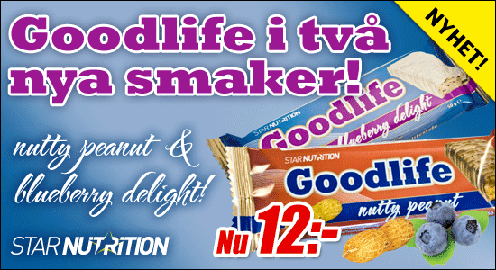 Goodlife Nutty Peanut och Blueberry delight - nya smaker av Star Nutrition:s proteinbar